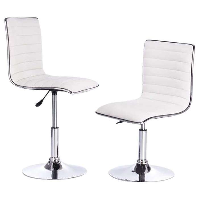 SMTE Design Guild Stools 2 Piece Set Armless Bar Stools - White with keychain