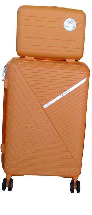 SMTE Unbreakable Travel Luggage 2 Piece Suitcases Spinner - 24" - Orange with keychain