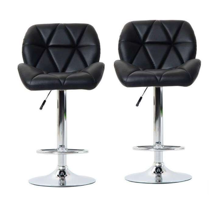SMTE Padded Bar Stools - Set of 2 - Black with keychain