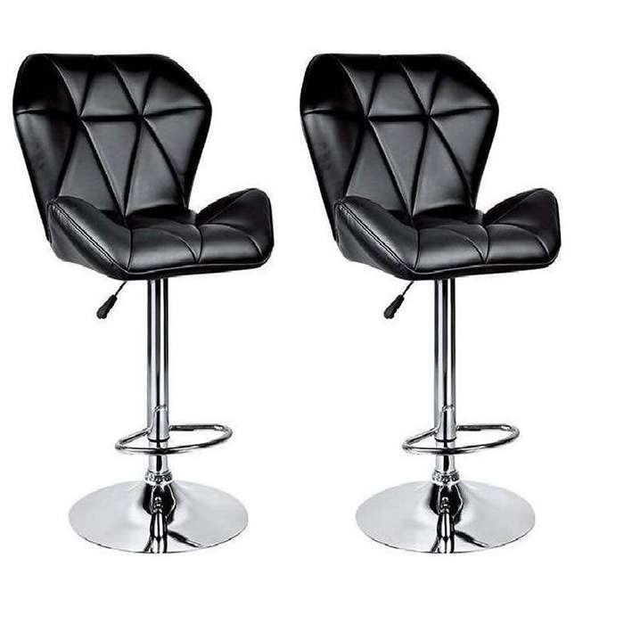 SMTE Modern and Stylish Diamond Padded Kitchen and Bar Stool - Black with keychain