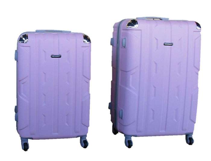 SMTE 2 Piece Luggage Set - 26" 22" - Light Pink with keychain