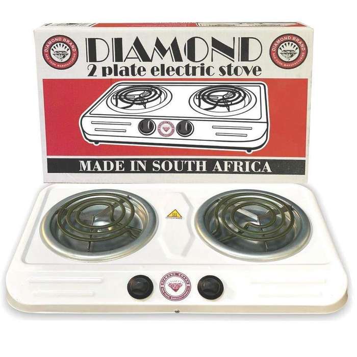 SMTE Diamond - Double Electric Spiral Hotplate Stove - White with keychain