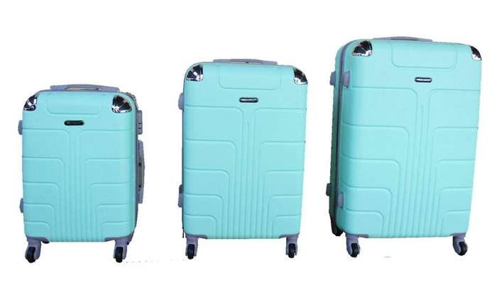 SMTE 3 Piece Luggage Set - Light Green with keychain