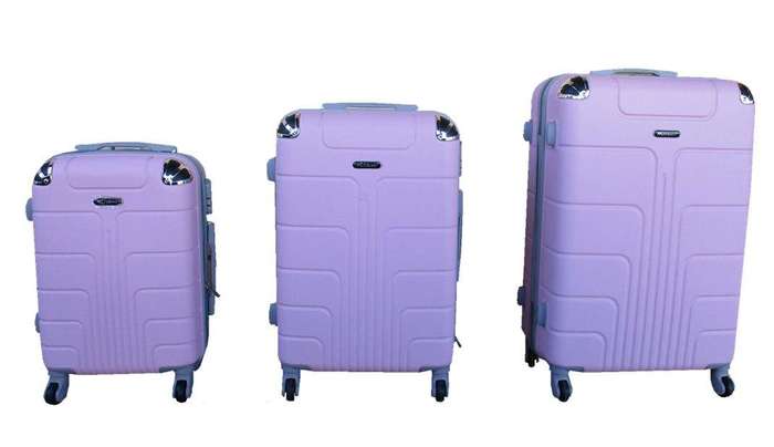 SMTE 3 Piece Luggage Set - Light Pink with keychain