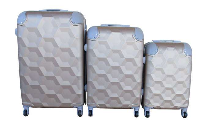 SMTE 3 Piece Luggage Set - Gold with keychain