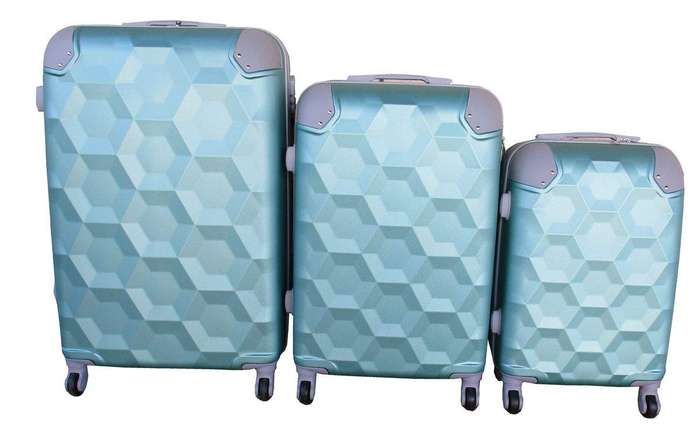 SMTE 3 Piece Luggage Set - Light Green with keychain