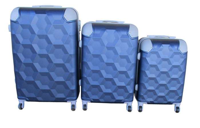SMTE 3 Piece Luggage Set - Navy with keychain