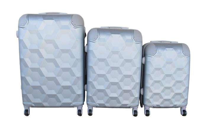 SMTE 3 Piece Luggage Set - Silver with keychain