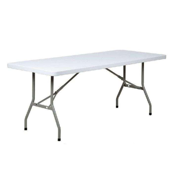 SMTE 1.8 Meter Portable Folding Trestle Table - White with keychain