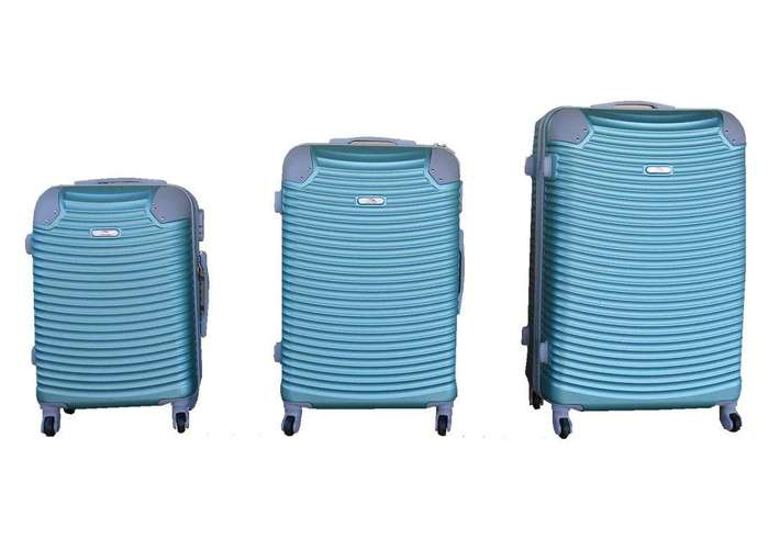 SMTE 3 Piece Hard Outer Shell Lightweight Luggage Set - Light Green with keychain