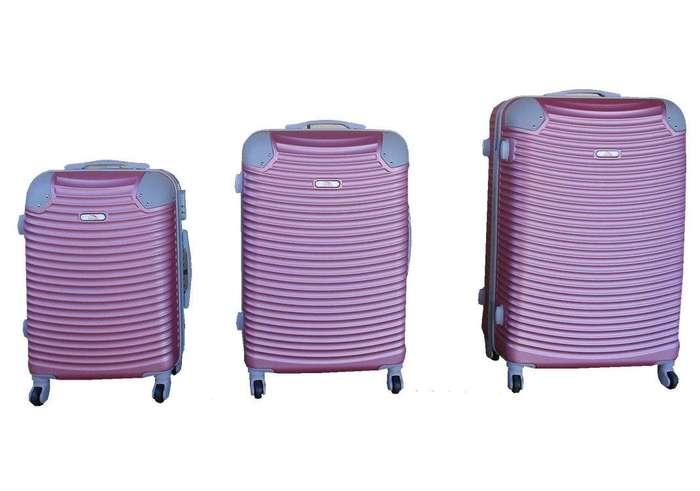 SMTE 3 Piece Hard Outer Shell Lightweight Luggage Set - Light Rose Gold with keychain