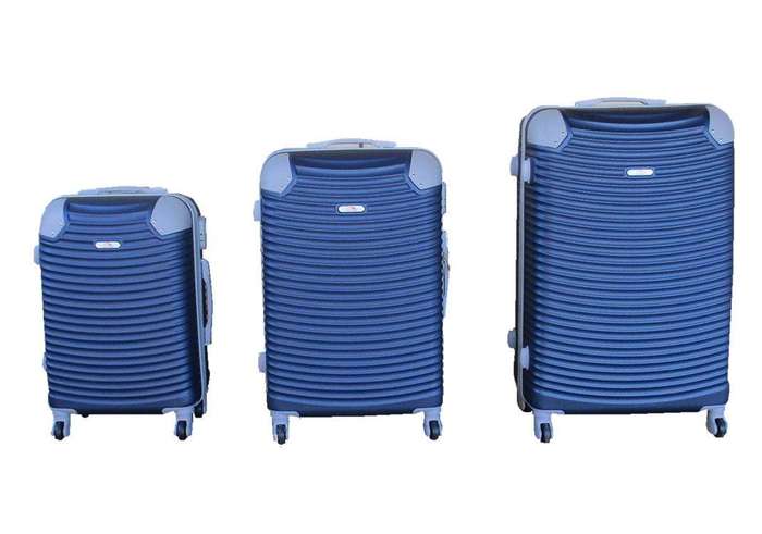SMTE 3 Piece Hard Outer Shell Lightweight Luggage Set - Navy with keychain