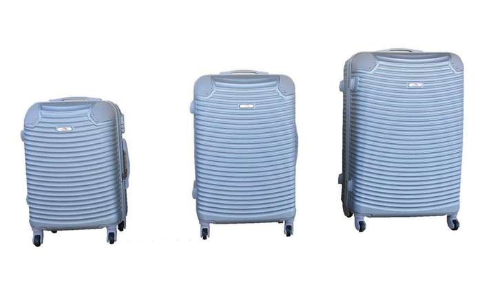 SMTE 3 Piece Hard Outer Shell Lightweight Luggage Set - Silver with keychain