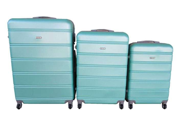 SMTE 3 Piece Hard Outer Shell Premium Lightweight Luggage Set - Applegreen with keychain