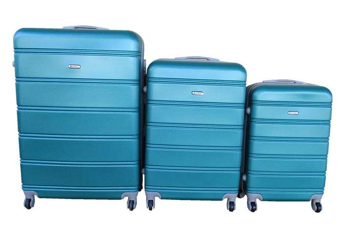 SMTE 3 Piece Hard Outer Shell Premium Lightweight Luggage Set - Green with keychain
