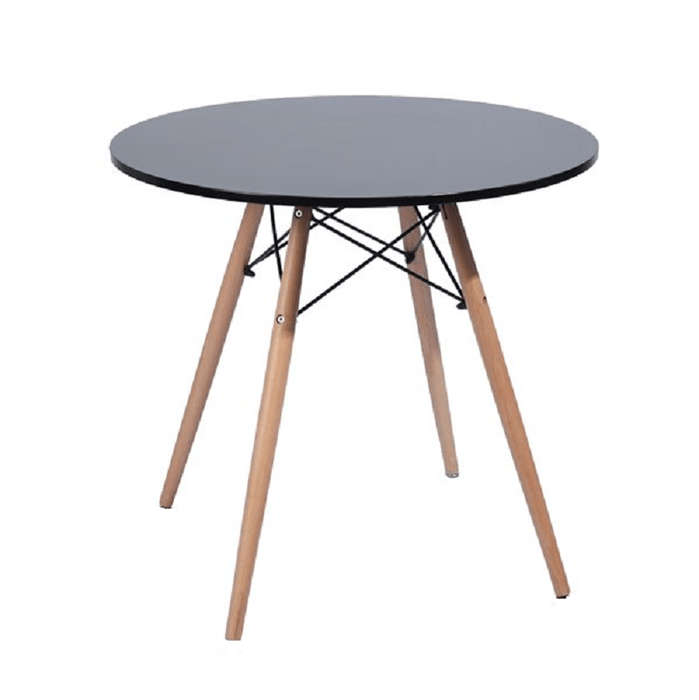 SMTE Round top Wooden Leg Coffee/Dinning Table (Black) with keychain