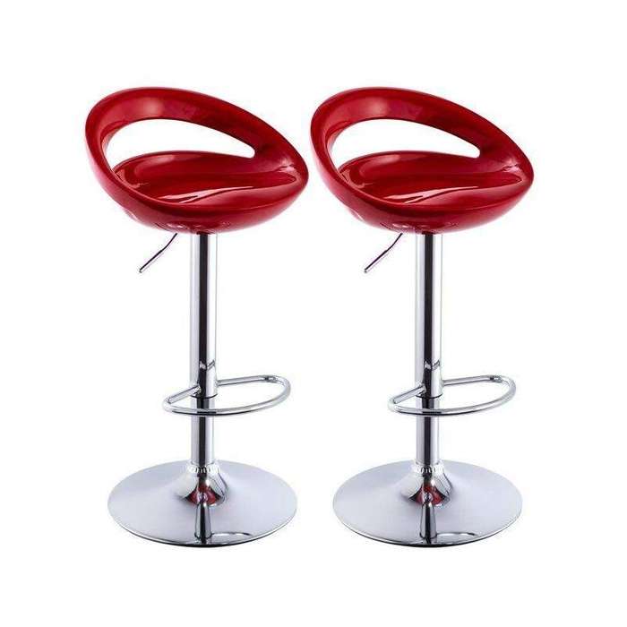 SMTE Set of 2 Modern Stylish Kitchen Breakfast Bar Stools - Maroon with keychain