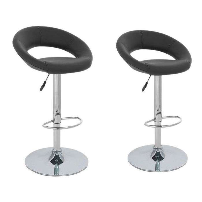 SMTE 2 Piece Faux Leather Swivel Bar Stool - Black with keychain