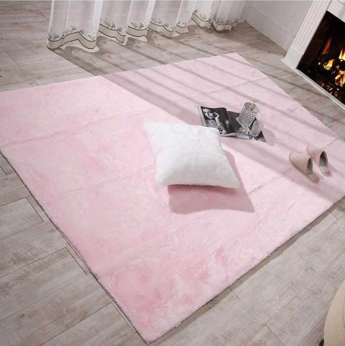 SMTE Quality Fluffy Rabbit Skin warm/soft rug carpet(1.6M X 2.3M) - Pink with keychain