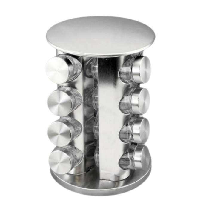 SMTE Spice Rack Set, 16-Pieces - Silver with keychain