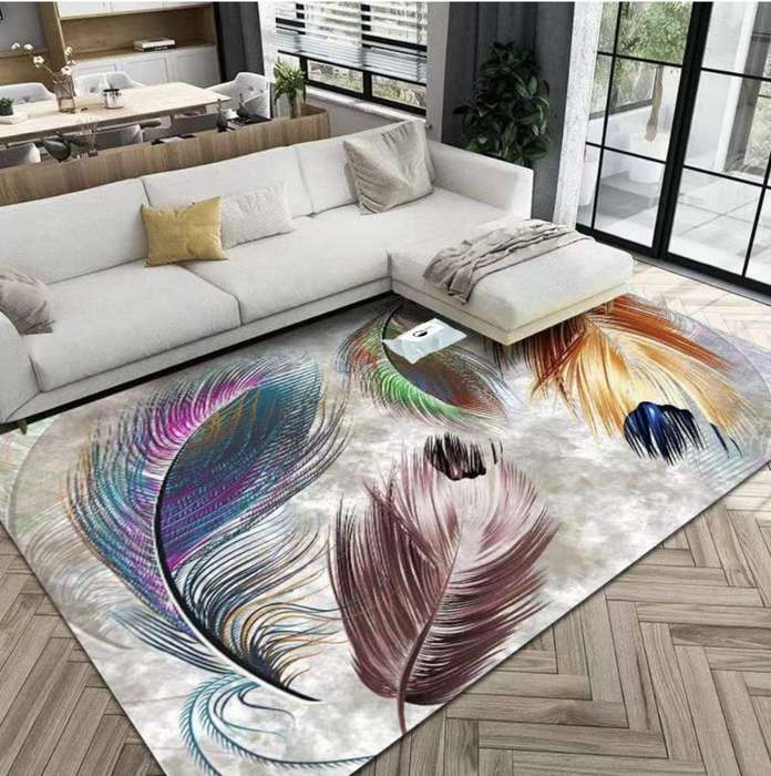 SMTE Quality Modern 3D Geometric Design Area 23 Rug & SMTE Tieback with keychain