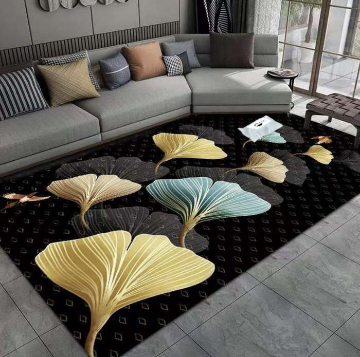 SMTE Quality Modern 3D Geometric Design Area 22 Rug & SMTE Tieback with keychain