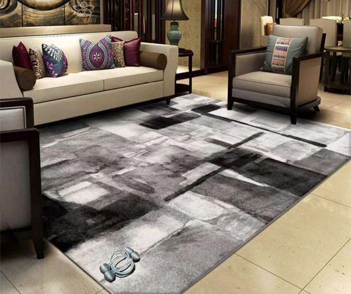 SMTE Modern 3D Geometric Design Area 13 Rug & Complementary IH Tieback with keychain