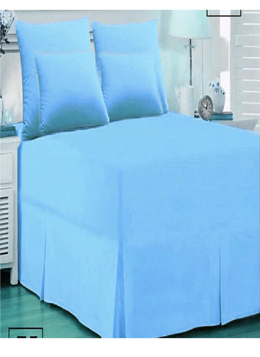 SMTE 5 Piece Bed Sheet Set-Sky Blue - King with keychain