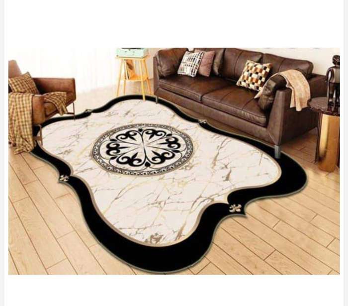 SMTE Dream world 3D printed European Style Rugs - White Black with keychain