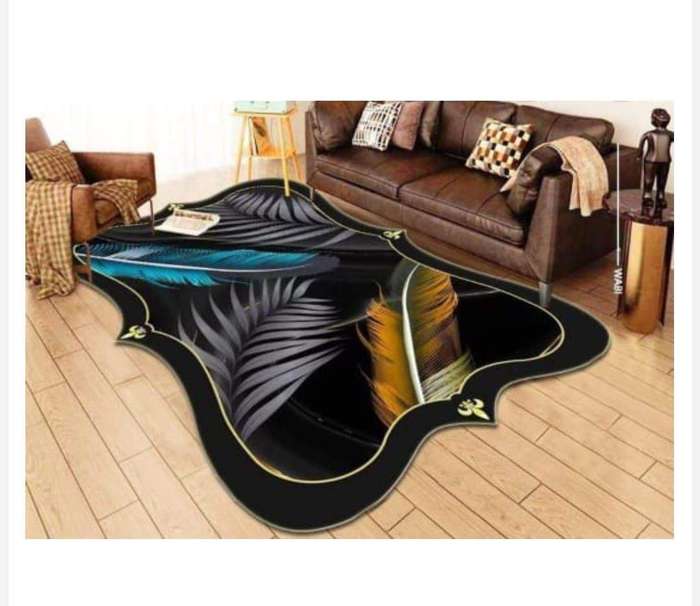 SMTE Dream world 3D printed European Style Rugs - Black with keychain