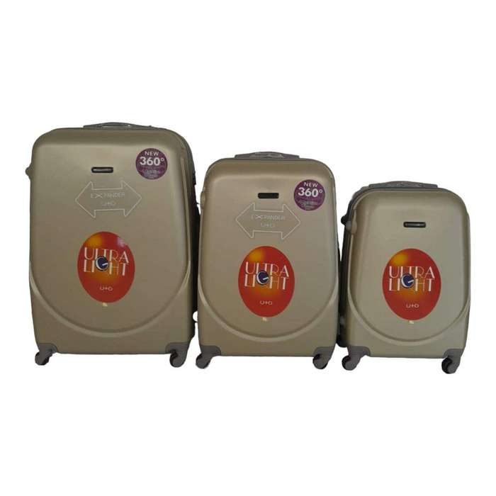 SMTE- 360 Lightweight Quad Wheel Quality Travel Ware-3 Piece Luggage Set - White with keychain