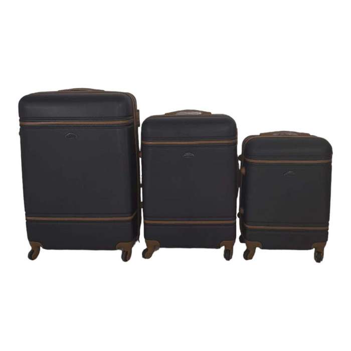 SMTE- Quad Wheel Quality Travel Ware -3 Piece Luggage Set-NX0 - Black with keychain