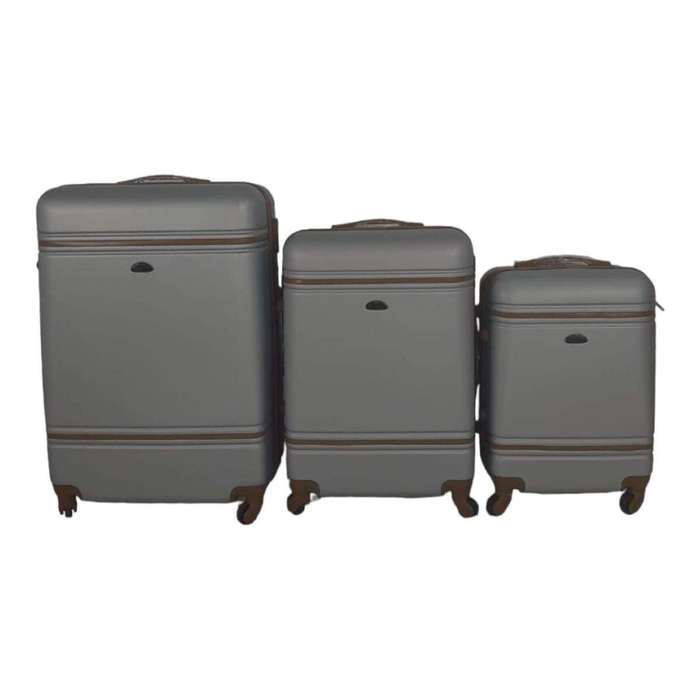 SMTE- Quad Wheel Quality Travel Ware -3 Piece Luggage Set-NX0 - Grey with keychain