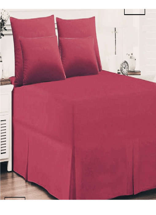 SMTE 5 Piece Bed Sheet Set-red - Queen with keychain