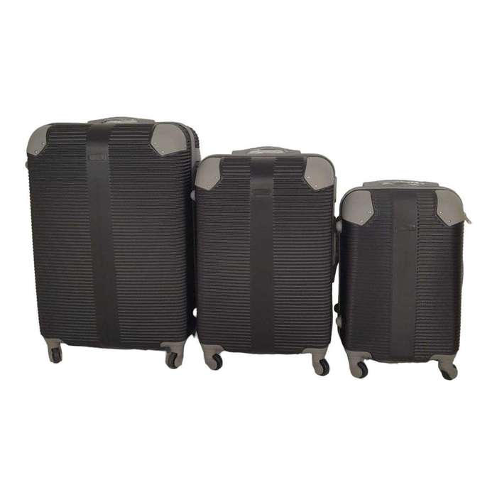 SMTE- Quad Wheel Quality Travel Ware-3 Piece luggage Set - Protected - Black with keychain