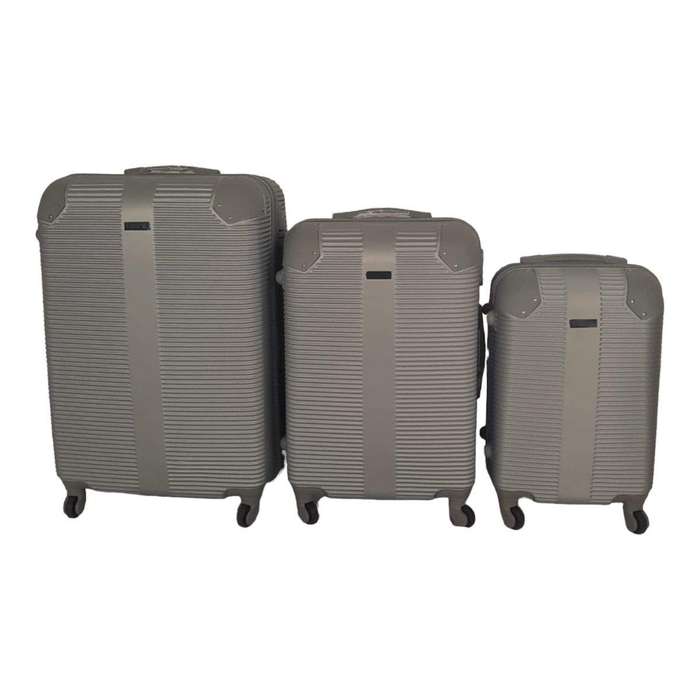 SMTE- Quad Wheel Quality Travel Ware-3 Piece luggage Set - Protected - Grey with keychain