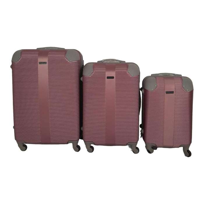 SMTE- Quad Wheel Quality Travel Ware-3 Piece luggage Set - Protected - Pink with keychain