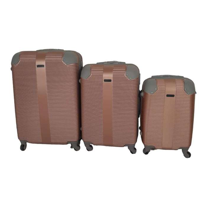 SMTE- Quad Wheel Quality Travel Ware-3 Piece luggage Set - Protected - Rose gold with keychain