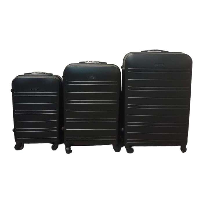 SMTE-Infinite Quality Travel Ware - 3 Piece Luggage Set - Black C1 with keychain