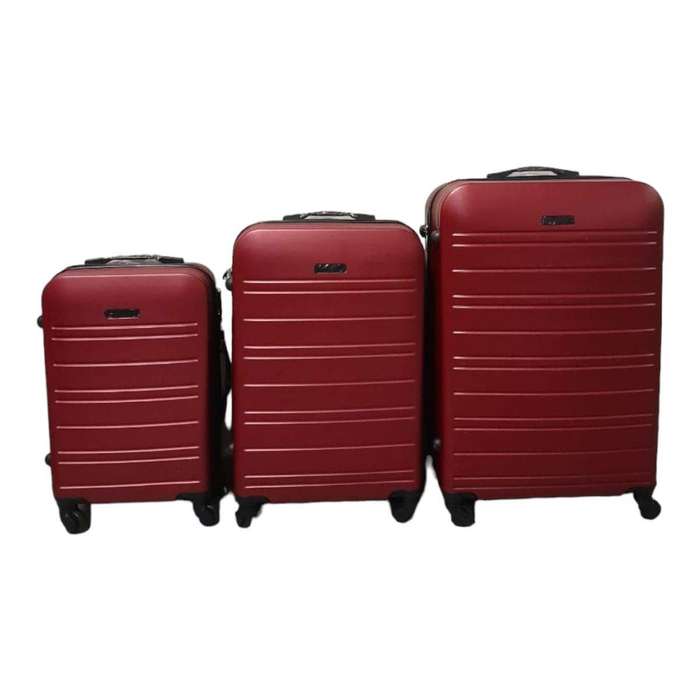 SMTE-Infinite Quality Travel Ware - 3 Piece Luggage Set - Red C8 with keychain