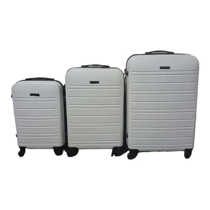 SMTE-Infinite Quality Travel Ware - 3 Piece Luggage Set - White C7 with keychain