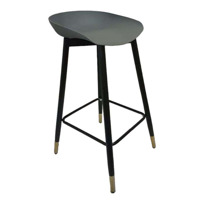 SMTE - Aia Quality Sturdy Square Bar Stool Black Legs 75cm - Grey with keychain