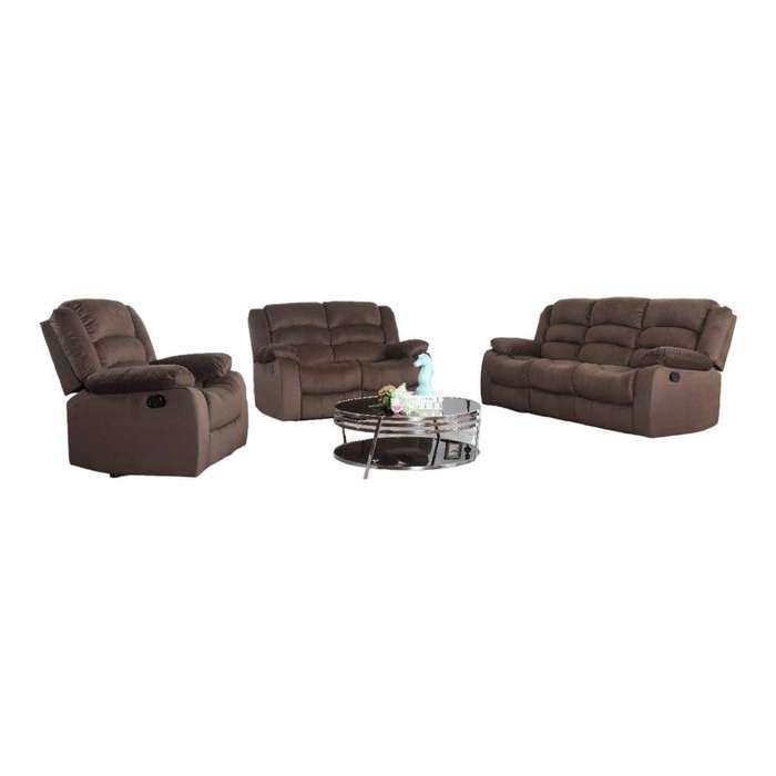 Smte-3 Piece Leather Recliner Set - 9824 - Velvet Brown with keychain