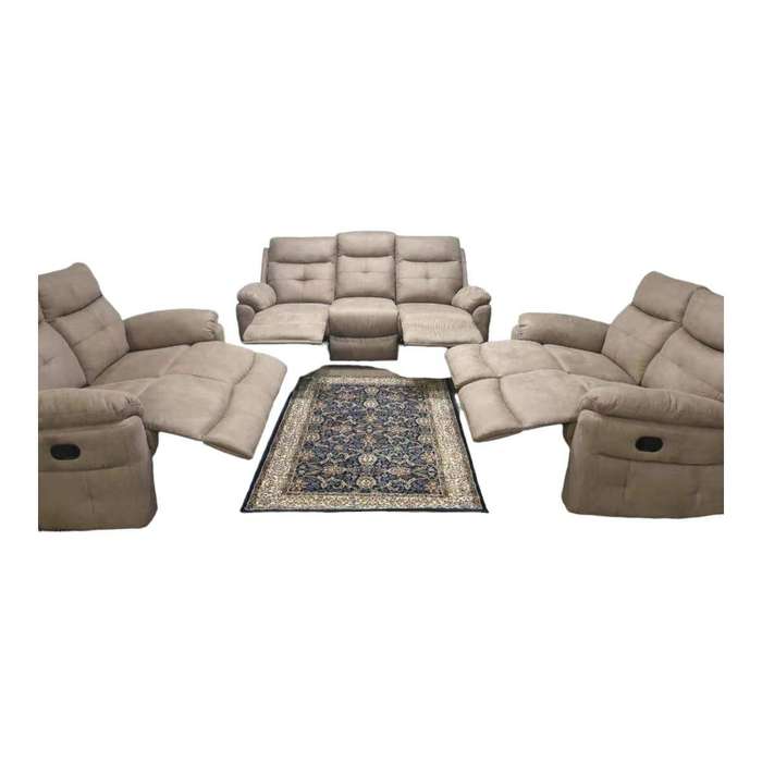 Smte-3 Piece Leather Recliner Set - 9824-Beige with keychain