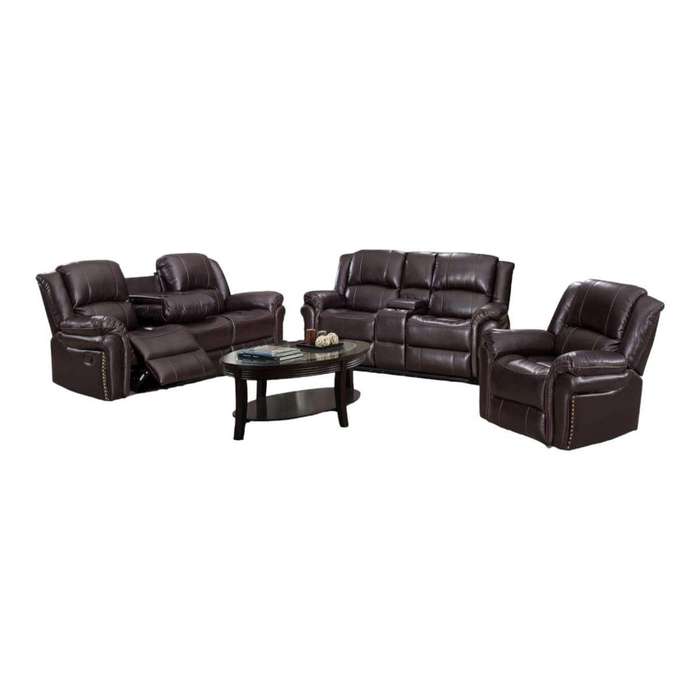 Smte-3 Piece Leather Recliner Set - 9824-Black with keychain