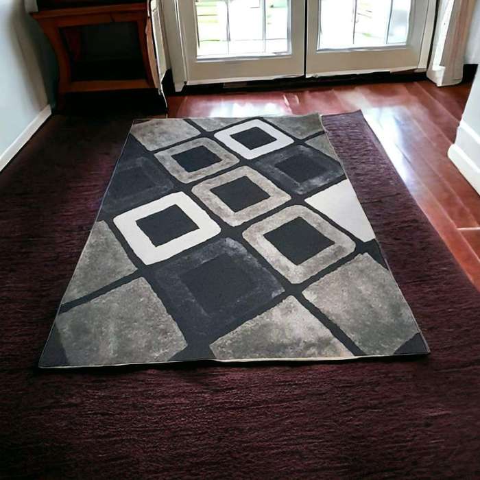 SMTE - 200cm x 150cm - Modern 3D Geometric Design - Carpet/Rug - A8 with keychain