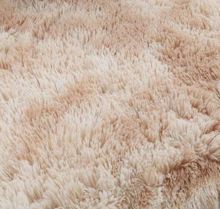 SMTE Light Rug Shaggy Fluffy Carpets - Brown with keychain