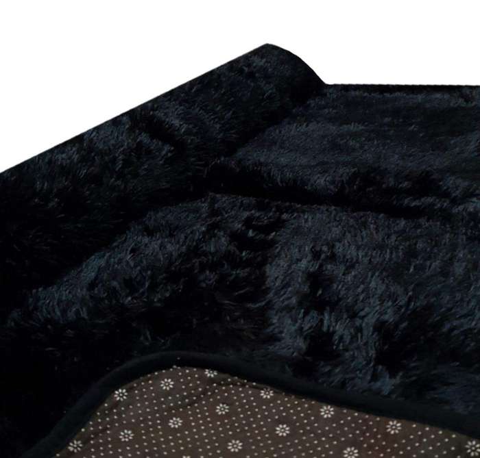 SMTE Large Premium Fluffy Carpet/Rug - Full Black with keychain