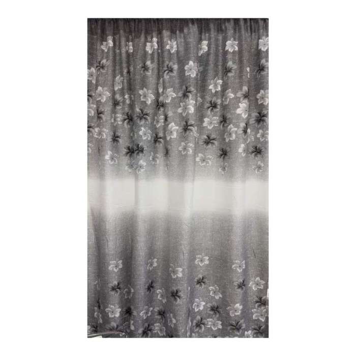 SMTE - Grey &White Flowers Theme 3M Curtain 2m Drop - C1 with keychain