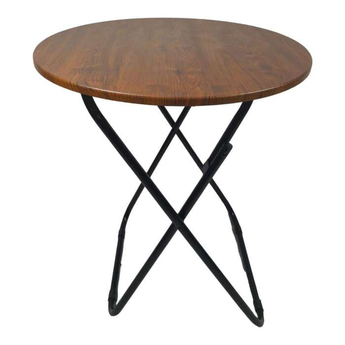 SMTE Fancy Foldable Flip Round Table-Wood - 80 cm with keychain